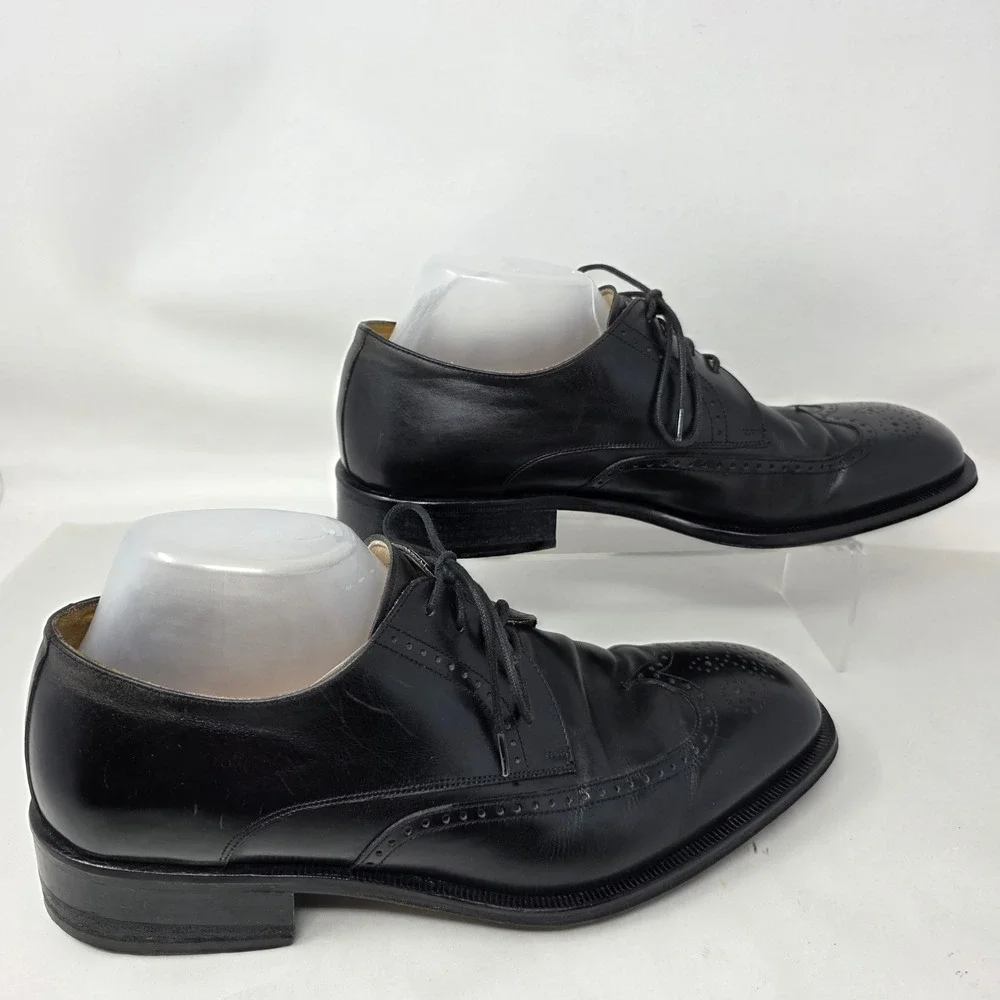 Rockport Wingtip Oxford Mens 9 W APM50131 Black Leather Dress Shoes Italy Good